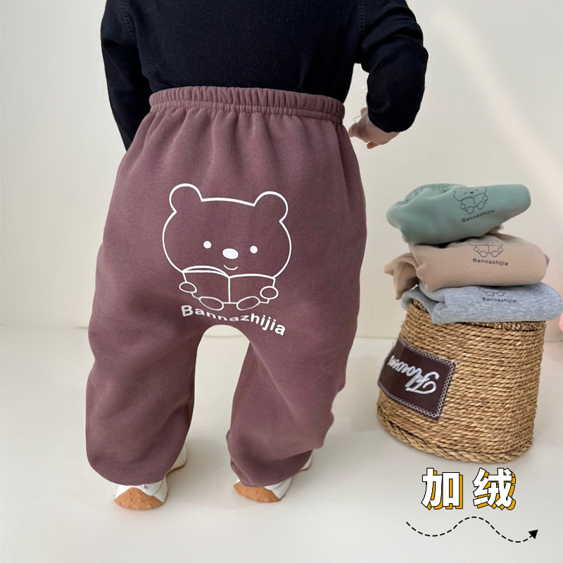 Baby pants boneless pure cotton gush with male and female baby loose large PP pants child Harlan big fart pants autumn winter-Taobao