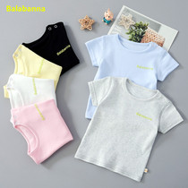 Baby cotton white short-sleeved T-shirt Infant men and women baby summer half-sleeved top T-shirt childrens short-sleeved childrens clothing