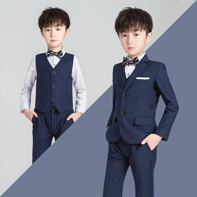 Boy's suit three - piece flower childhood Spring host piano show horseback shirt 2023 new style