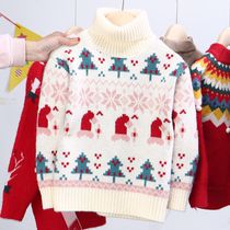 Girls thicken sweater keeps warm and high collar underneedle anti - season clearing 2022 Fall and Winter Christmas with a large childs hundred knitted sweaters