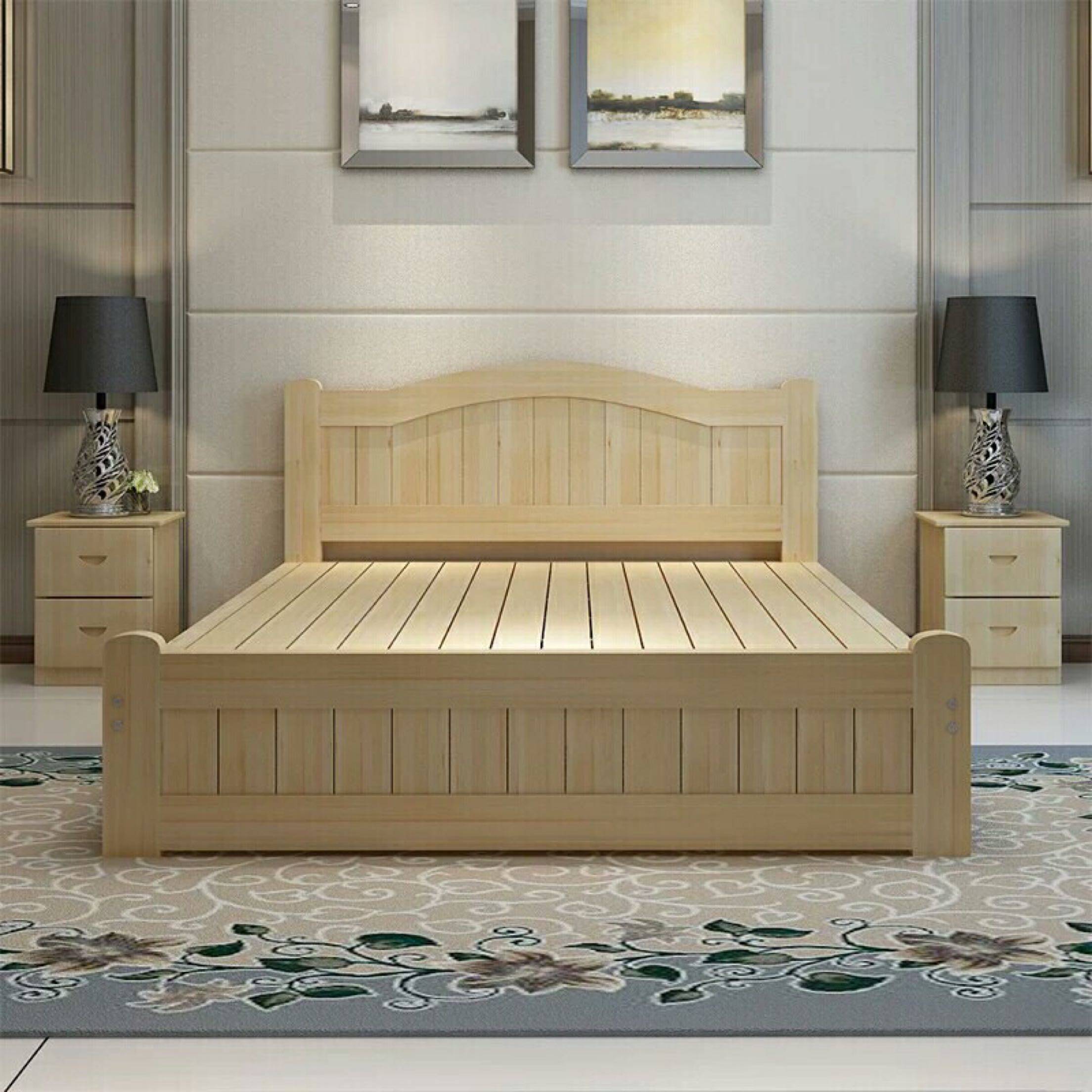 Solid Wood Bed Pine Wood Bed Linen Bed Children Bed Adult Bed Solid Wood Double Bed 1 1 2 1 5 1 8 m
