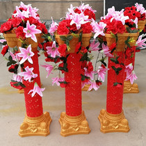 Wedding supplies Road lead opening flower basket decoration Wedding Chinese road lead flower rack hollow red gold Roman column