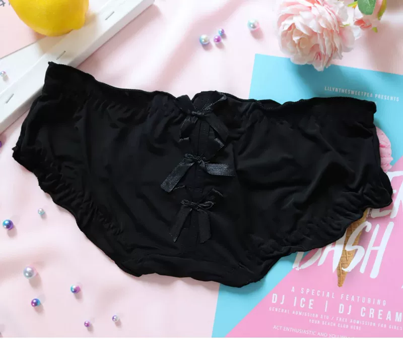 Vận chuyển đầy đủ Hoa sữa cổ điển Silk Openwork Bow Đồ lót Nhật Bản gợi cảm của phụ nữ Eo thấp - Nam giới