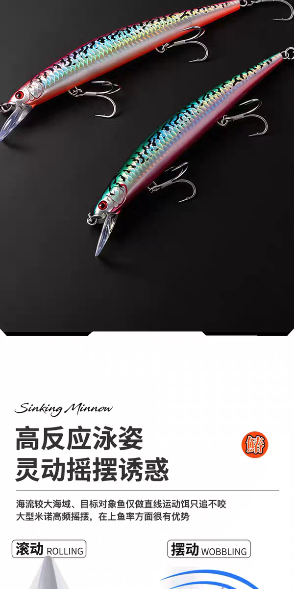 海钓远投近海沉水米诺165mm/27g路亚饵 拖钓马鲛鲅鱼海鲈炮弹米诺 detail 8