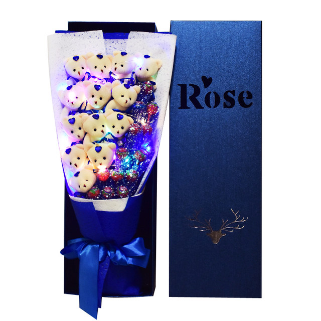 Doll Bear Doll Cartoon Lollipop Candy Bouquet Valentine's Day ຂອງຂວັນວັນເກີດໃຫ້ແຟນ, ຫມູ່ທີ່ດີທີ່ສຸດແລະພັນລະຍາ