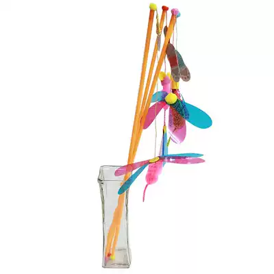 Japanese handmade pie Zilu funny cat stick makes the cat's pupils spread dragonfly small fish small mouse cat toy