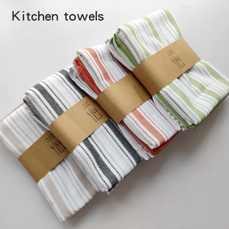 4-Pack ~ Pure Cotton Napkins, Tea Towels, Multi-Purpose Kitchen Towels, All-Cotton Absorbent Hand Towels, Dish Cloths, Table Mats