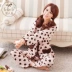 Dễ thương mùa thu cotton nữ đồ ngủ thời trang cổ tròn hoạt hình dài tay dịch vụ nhà phụ nữ áo len cotton phù hợp thời trang nữ Giống cái