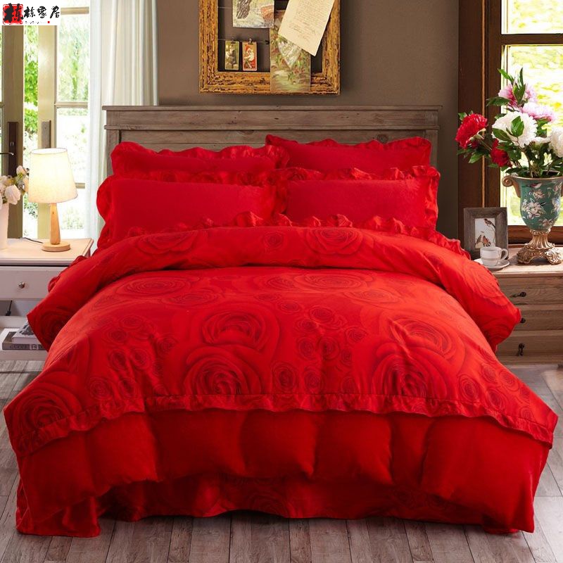 Winter bedding four-piece set of fluffy plush quilt cover female coral velvet thickened flannel single-sided household