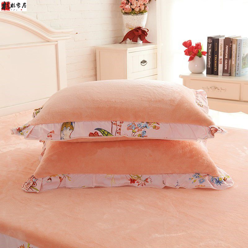 A cotton side plush bed with thickened two-faced ground woollen autumn winter cotton plus suede quilt cover full cotton four pieces 