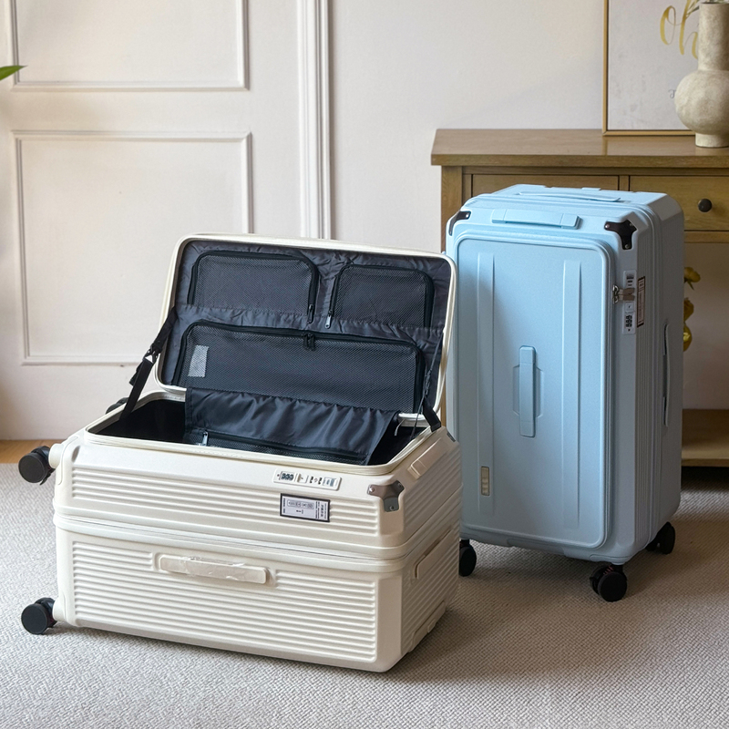 New Large-Capacity Side-Opening Suitcase for Women, Expandable Pc Travel Suitcase, Five-Wheel Explosion-Proof Password Box, 28inch Trolley Case for Men