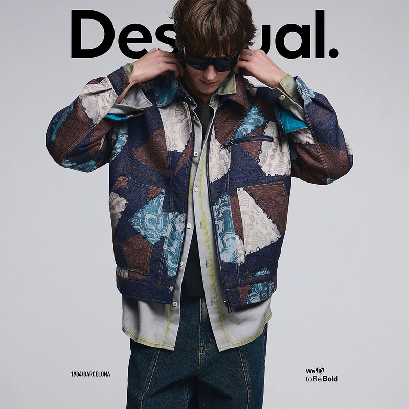 Desigual26 Spring and Summer New Product Bohemian Style Patch Jacquard Flight-Style Lapel Jacket for Men and Women