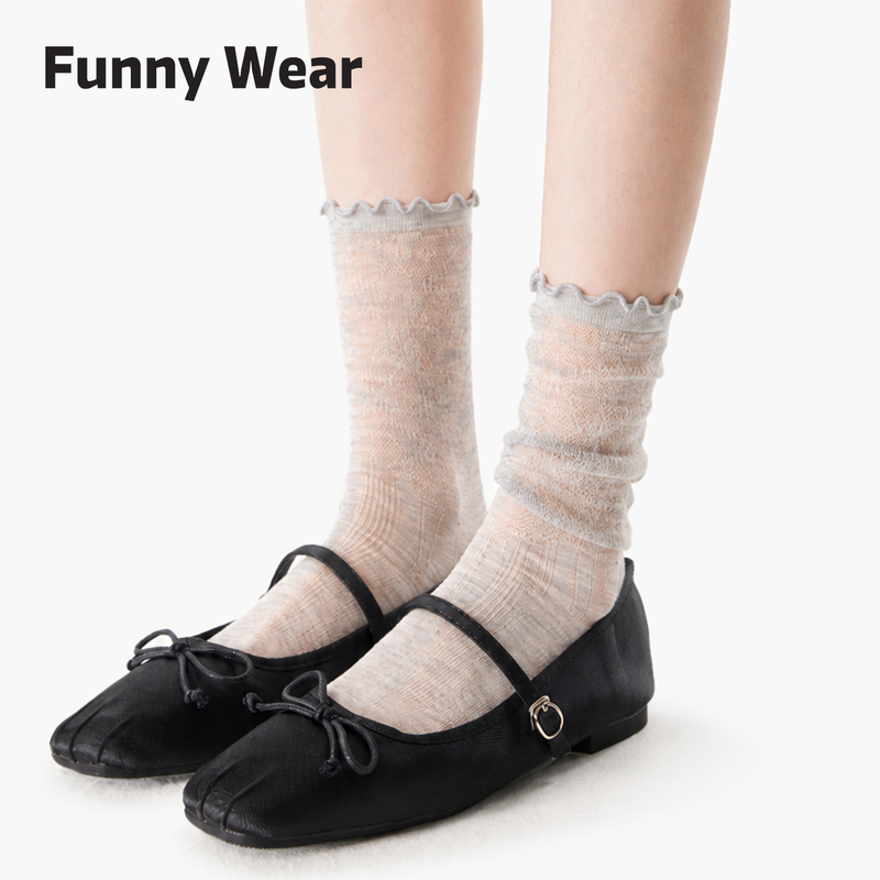 Gray Mulberry Silk Socks for Women, Slouch Socks, Thin Summer Mesh Breathable Ballet-Style Mid-Calf Socks to Match Mary Jane Shoes Gray Mulberry Silk Socks for Women, Slouch Socks, Thin Summer Mesh Breathable Ballet-Style Mid-Calf Socks to Match Mary Jane Shoes