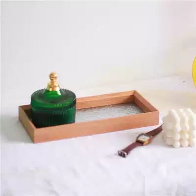 vintage vintage old glass crabapple flower tray beech wood tray storage box home decoration ornaments