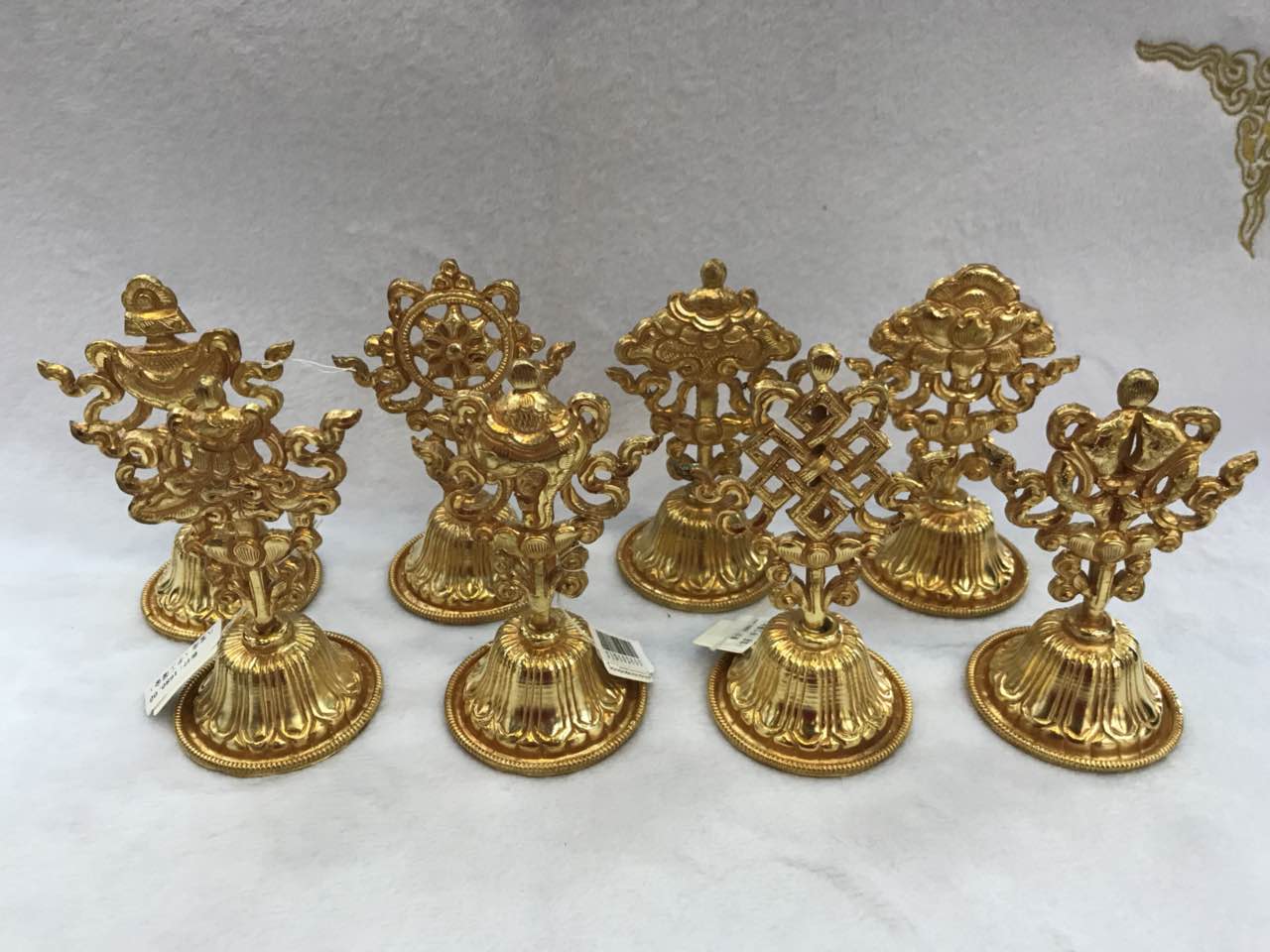 Nepal copper gilt gold eight auspicious ornaments supplies for tantric instruments Auspicious Eight Treasures