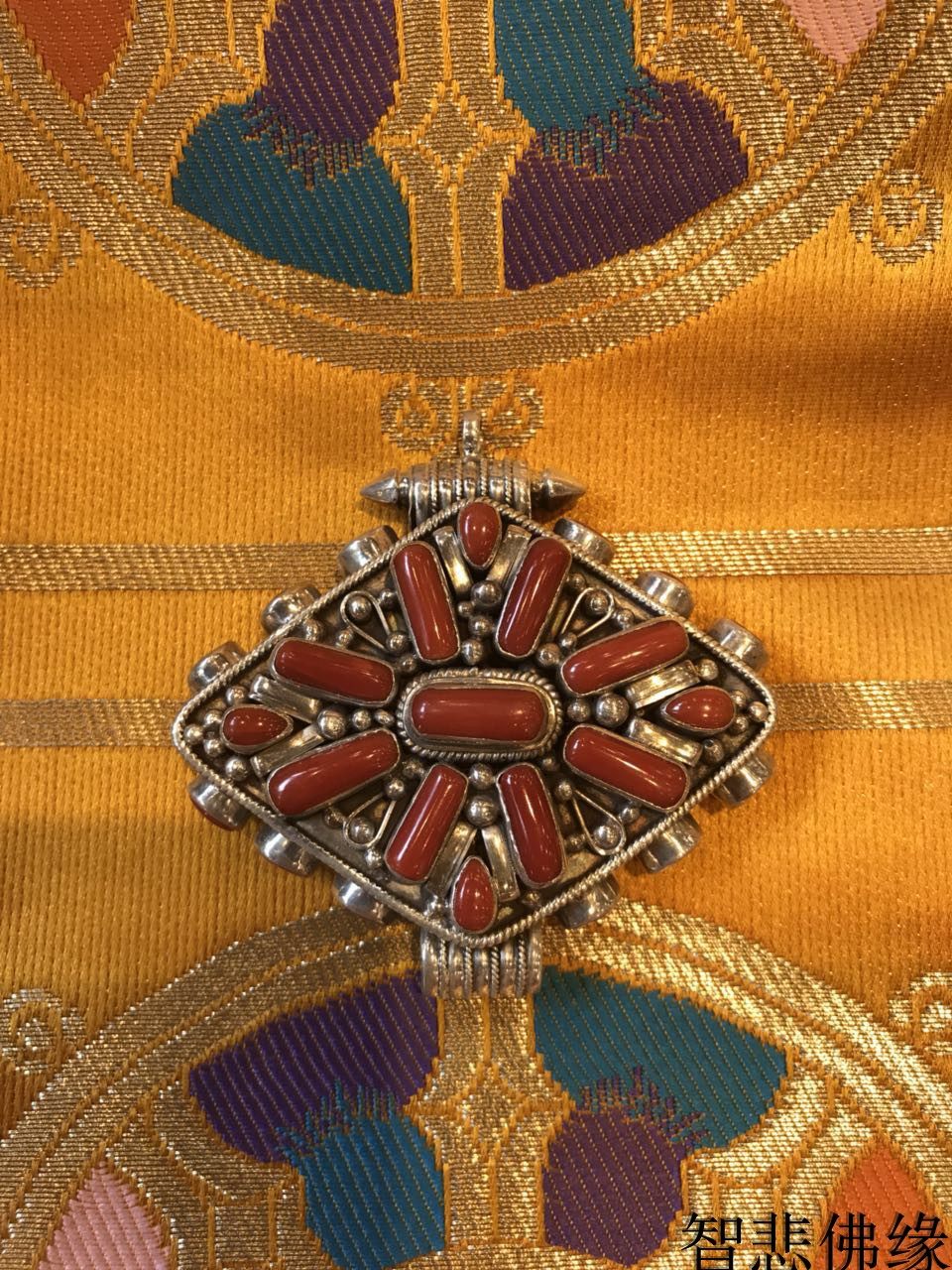 Nepal 925 Silver Gwu Box Fine Silver Pinch Coral Pendant Pendant