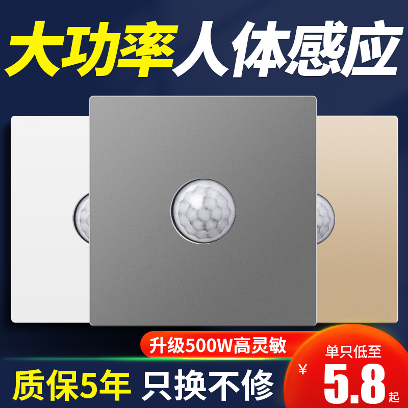 Human inductive switch infrared intelligent 220V-floor sound control 86-type panel radar time-lapse lamp holder sensor-Taobao
