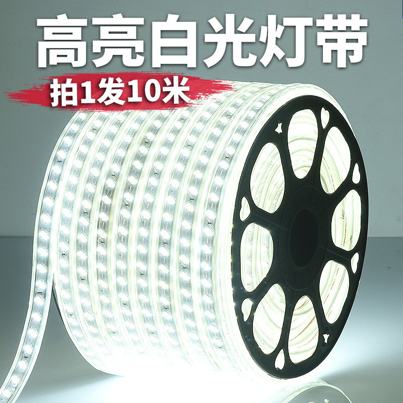 LED strip light Home outdoor waterproof ultra-bright white light strip outdoor exterior wall site tunnel lighting 220v