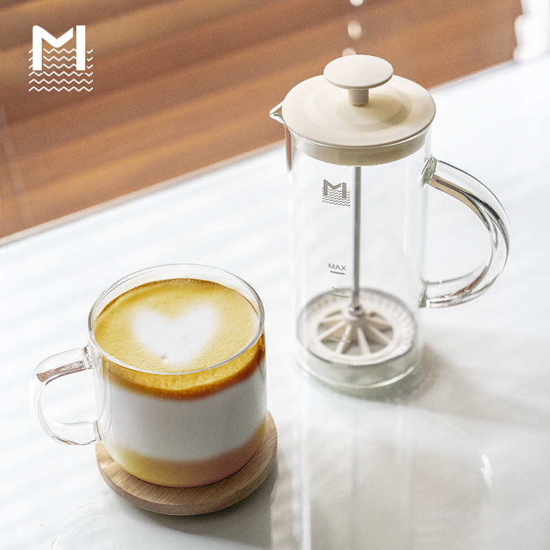 MAVO milk foam machine milk foamer manual hand beat milk bubble maker coffee milk foamer glass milk foam cup