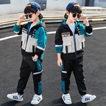 Childrens clothing boys spring and autumn sports suits 2021 new boys middle and big childrens two-piece childrens Korean version of the foreign style