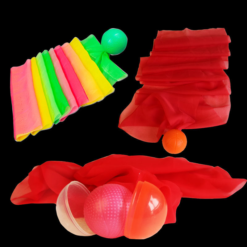 Soft ball long silk ball Tai Chi soft ball color silk streamer stainless steel abrasive belt ring standard match ball ribbon ball red