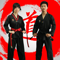 Taekwondo Clothing Spring Summer Pure Cotton Children Training Suit College Student Male Coach Wear Taekwondo Clothes All Cotton Black
