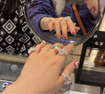 Japan can customize pure silver crystal 925 jewelry ring tail ring ear bone nail star same style