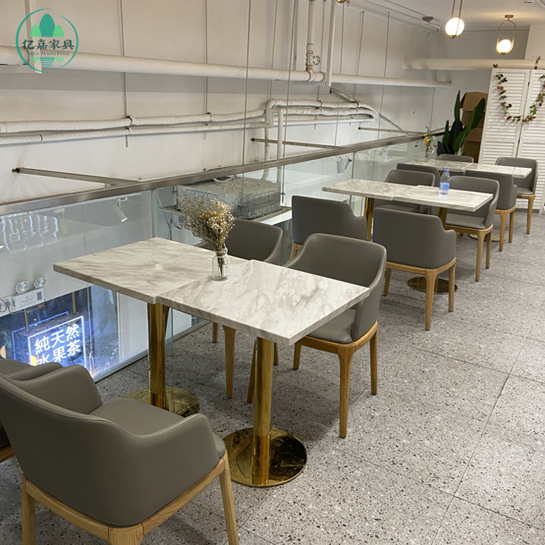 Leisure solid wood octagonal chair dining room cafe table and chair combination marble table reception guest negotiation milk tea shop