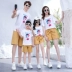 Quần áo cha mẹ trẻ trung tươi mới và cao cấp mùa hè 2020 gia đình mới của ba mẹ con quần short T quần lửng ngắn tay cộc tay - Trang phục dành cho cha mẹ và con Trang phục dành cho cha mẹ và con