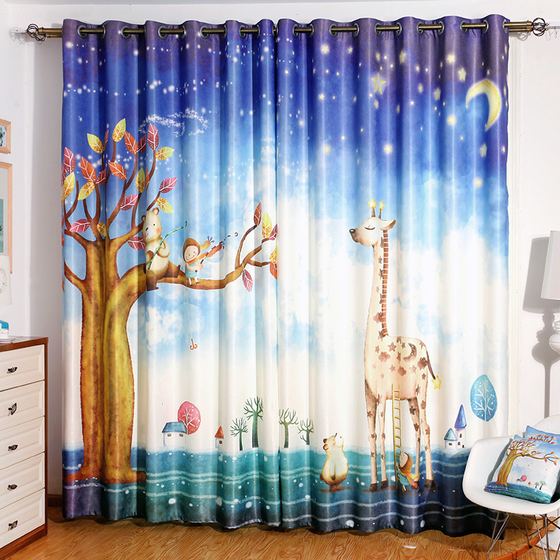 Blackout curtains 2021 new Nordic style children's room bay window living room window screen curtain full shade cloth bedroom hook