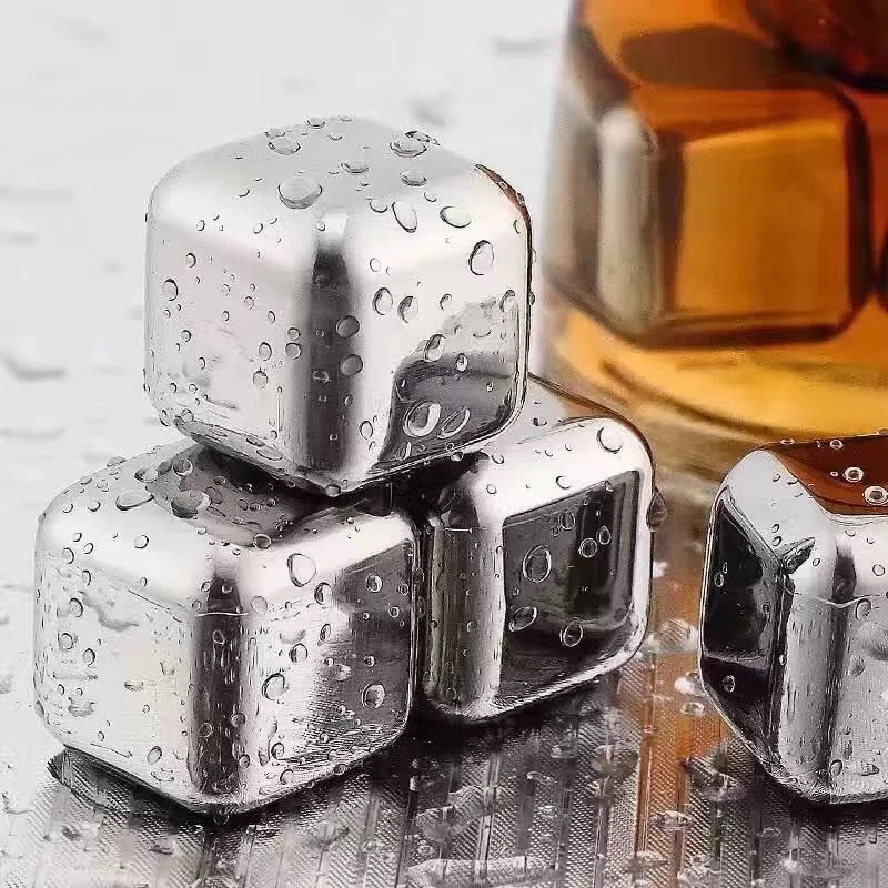 Stainless steel ice cubes quick-frozen ice grains whiskey red wine 304 metal ice cubes ice hockey creative wine set ice clip food