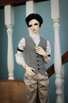 BJD baby clothes 1 3 uncle Professor Shen the same gray vest set with sleeves ~