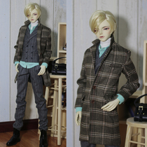 BJD baby clothes SD17 uncle (mens ticket series) Curry colored plaid woolen long retro suit suit suit