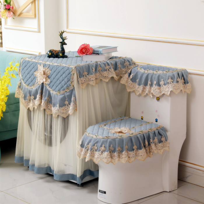 Seat three-piece washing machine cover Lace full-automatic roller washing machine cover cover Toilet cover