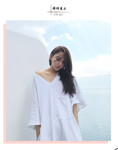 Váy ngủ nữ mùa hè cotton Hàn Quốc Bộ đồ ngủ nữ mùa hè áo thun cổ chữ V gợi cảm có thể mặc ngoài mùa thu trắng váy ngủ big size