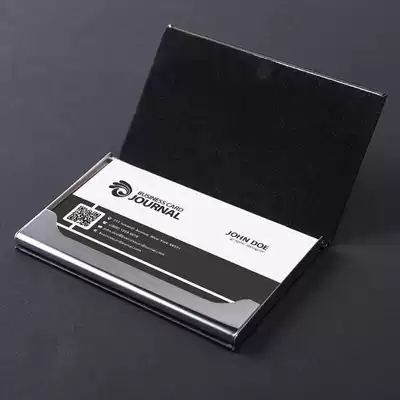 Deli business card holder men's business portable business card box large capacity creative personality fashion business card holder ultra-thin men's business card storage box simple women's film box Puskin non-rust steel