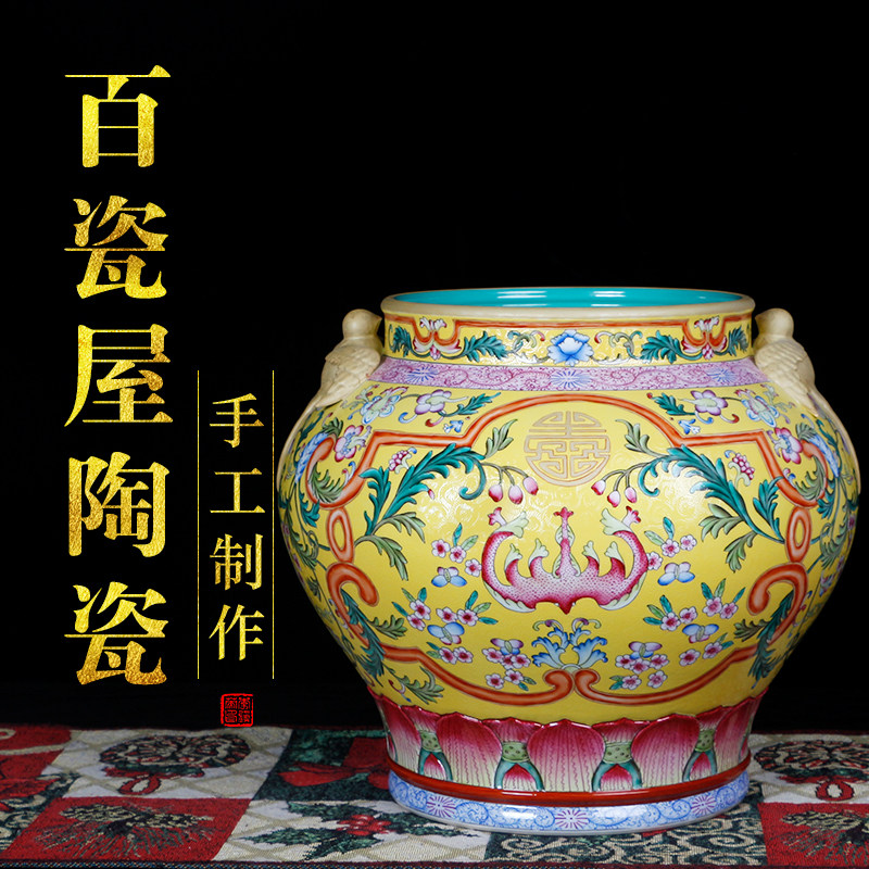 Porcelain House Swallow Bottle antique Qianlong hand-painted enamel-colored hand-made two-ear vase collection