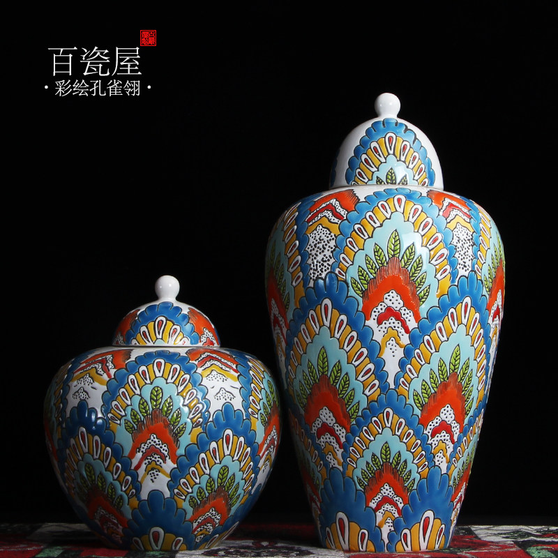 European new Chinese style home decoration Ceramic pot vase ornaments Modern creative wine cabinet Bedroom entrance bedside table