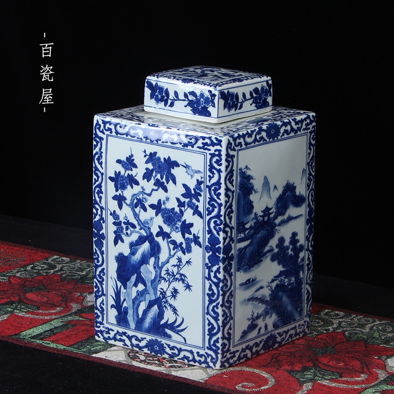 Jingdezhen ceramics high-grade antique quartet Yuan Qinghua can vase decoration Chinese modern decoration ancient living room