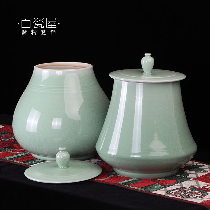 Nordic green solid color ceramic storage jar Creative kitchen food snack storage tank Decoration decorations