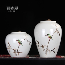 New product high-end Ming and Qing classical ceramic storage tank decoration creative ornaments modern Chinese white bird furnishings