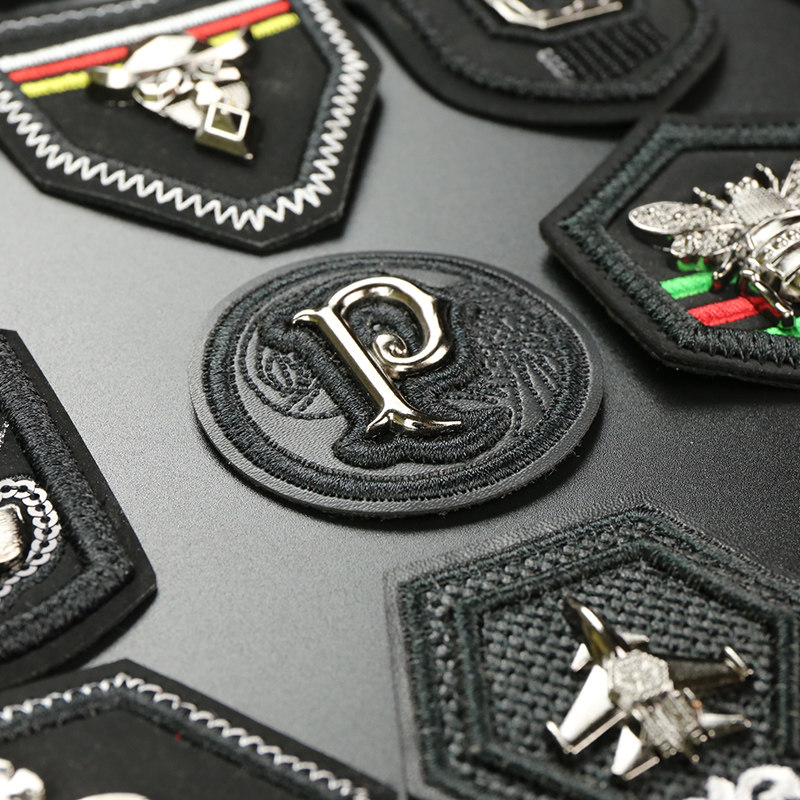 Fashionable black leather metal decoration badge patch patch patch down jacket embroidery hole repair subsidy all-match