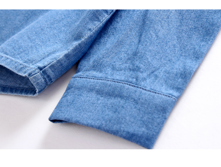Áo trẻ em mùa thu đông cho bé trai sơ mi denim tay dài cotton mới cộng với áo nhung cho bé sơ mi sát nách trẻ em
