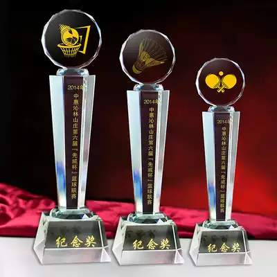 Crystal trophy custom table tennis badminton basketball medal competition sports creative prize engraving custom