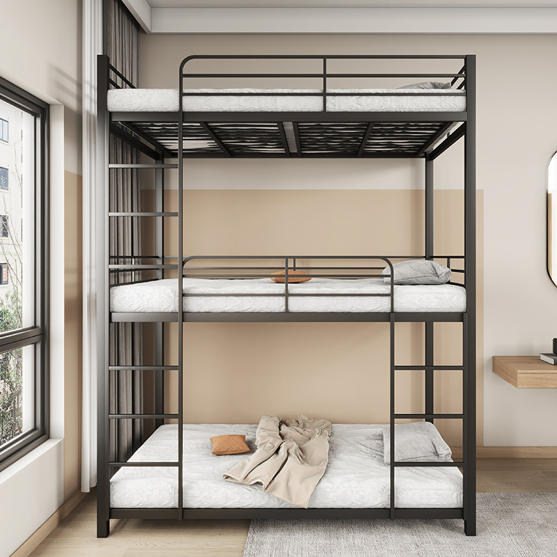 Trio shelving beds Upper Bunk Beds Children Students Up And Down Bed Staff Quarters Low Middle Three Beds Adults Iron-Taobao