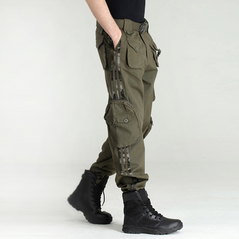 Camouflage pants Men's loose sports army green overalls multi-pocket casual long pants straight large size pants tide brand