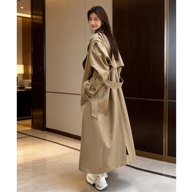 Tall Women's Extra-Long Trench Coat, 2026 Spring and Autumn New Style, High-End, Super Popular, Long Coat That Reaches the Ankles