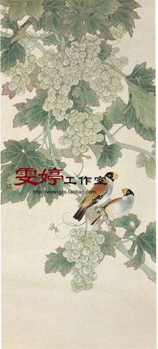 The work stroke white sketch manuscript-the grapevine drawing flower-bird painting drawing room painting people's painting job painting