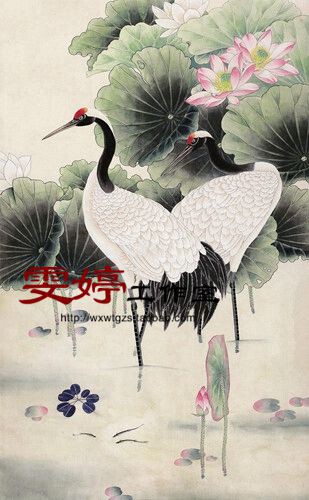 Work Stroke White Sketching white paper Bottom Draft Flower Bird Line sketching State Sketch Work Fairy Crane Lotus Painting Living Room Painting