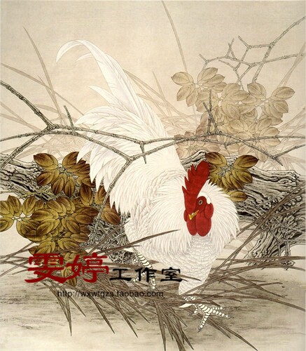 Work stroke white sketch bottom text Big Jitu animal painting Chinese painting work painting